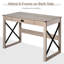 Bureau d'ordinateur de 44 pouces, bureau d'écriture rustique, poste de travail de ferme avec tiroir de rangement, structure en X