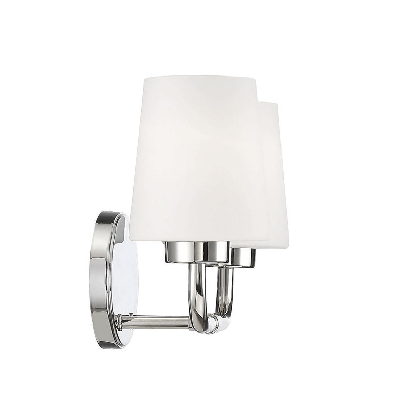 Chrome 2-Light Vanity with Etched Opal Glass Shades
