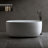 " modern solid surface resin stone bathtub | freestanding tub with pop-up drain & overflow | compact for small homes
