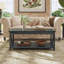 Table basse de style ferme Eoghan avec tablette de rangement, table basse carrée rustique en bois avec piètement en V pour salon-117215806
