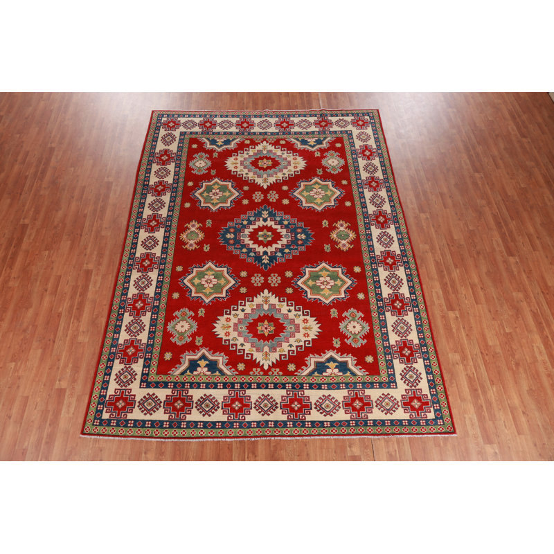 Tapis oriental en laine rouge Kazak 8 x 11