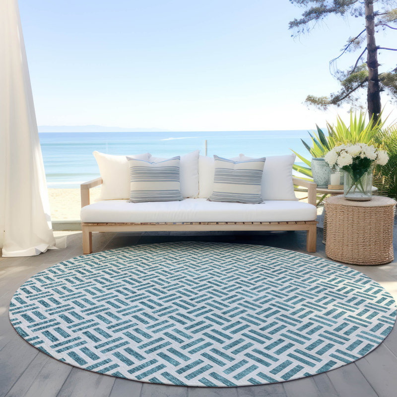 Aquaisha Geometric Indoor Rug, Round 8'