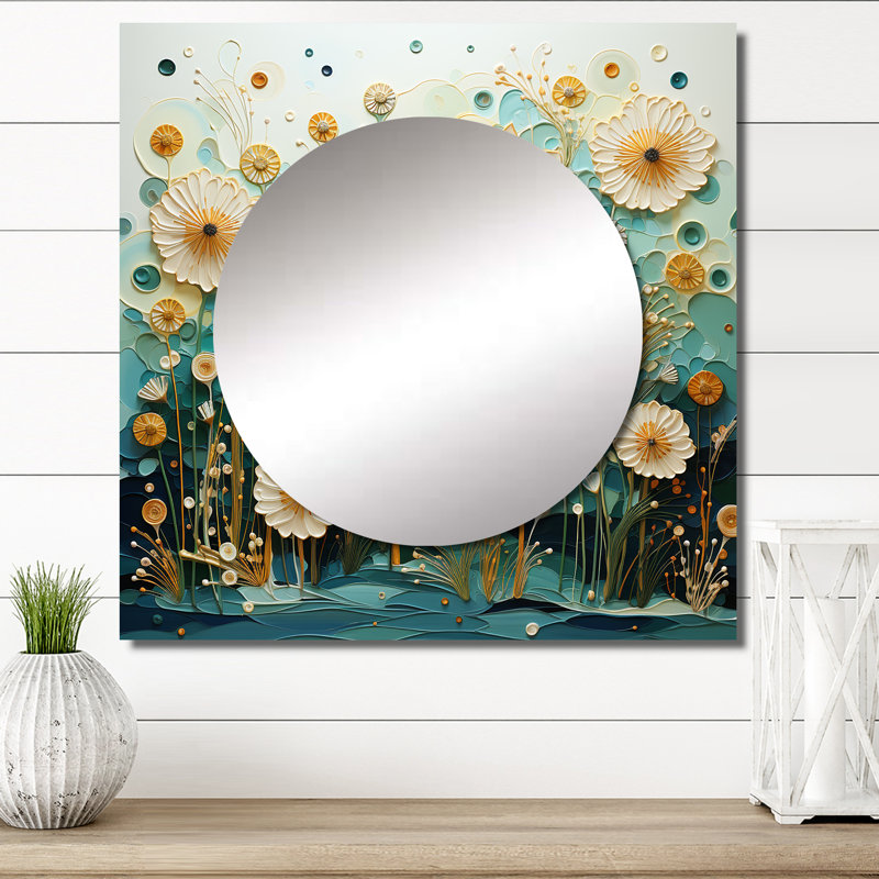 Elway - Miroir carré abstrait pour botanique, 23 po x 23 po