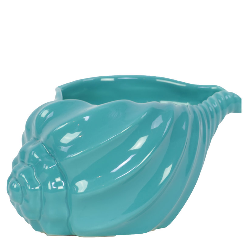 Sculpture coquillage en céramique conch Rodas, H 5 po x l 7,5 po x P 6,5 po, Bleu