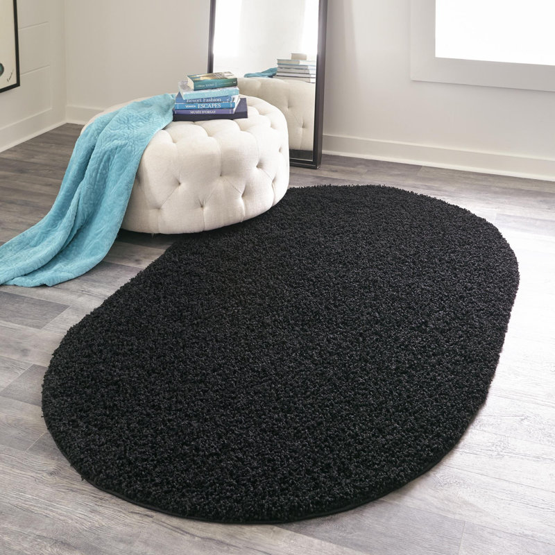 Tapis noir Renesha, Oval 8 pi x 10 pi