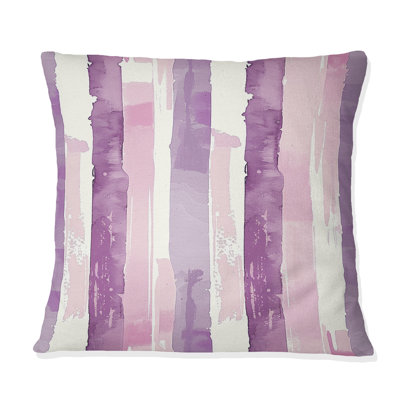 Coussin décoratif mauve blanc à rayures fines I