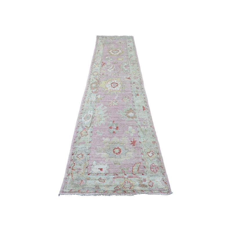 Tapis de couloir rose en laine noué à la main 2 pi 9 po x 11 pi 4 po Angora 8D4A44E398564381B3BE4632F6DE07FF
