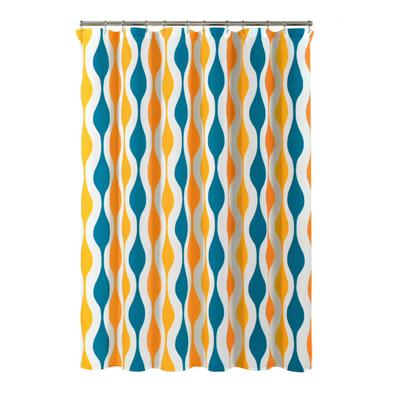 Rideau de douche simple Mid-Century, Turquoise / Orange