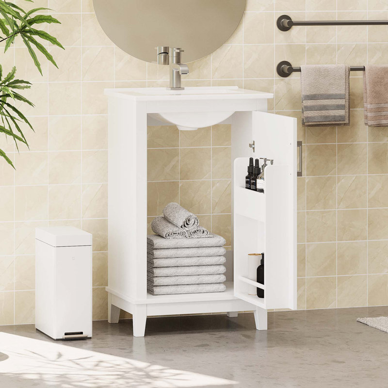20'' Single Bathroom Vanity with Ceramic Top, White