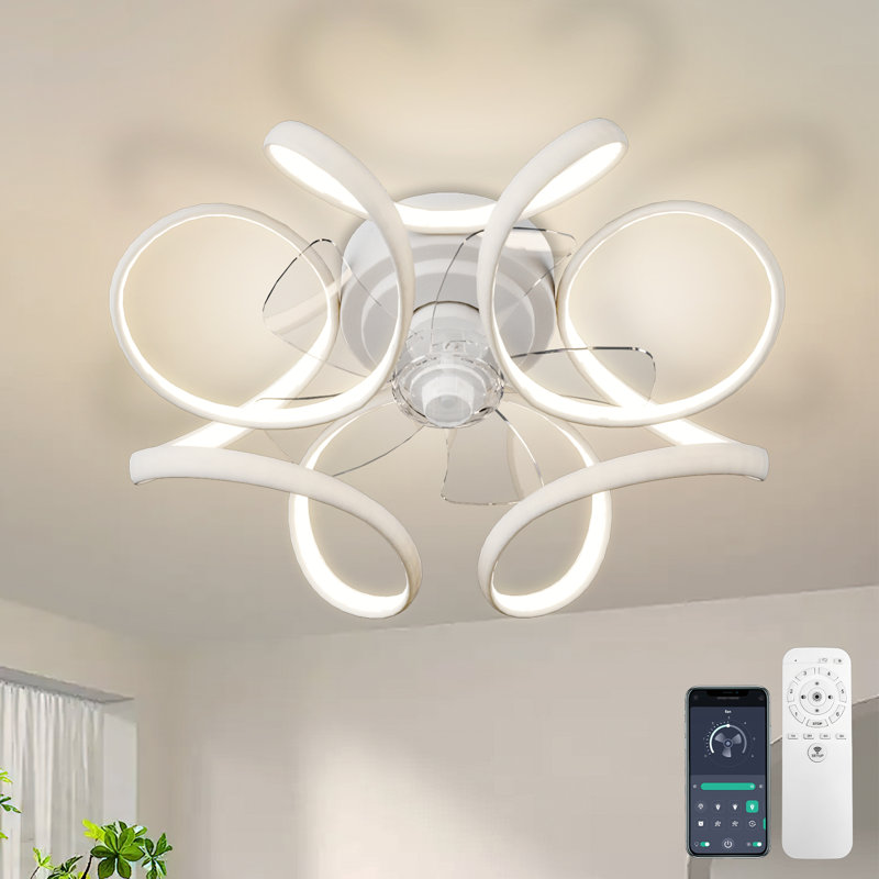 Ventilateurs de plafond Dalayshia, Blanc avec pales transparentes