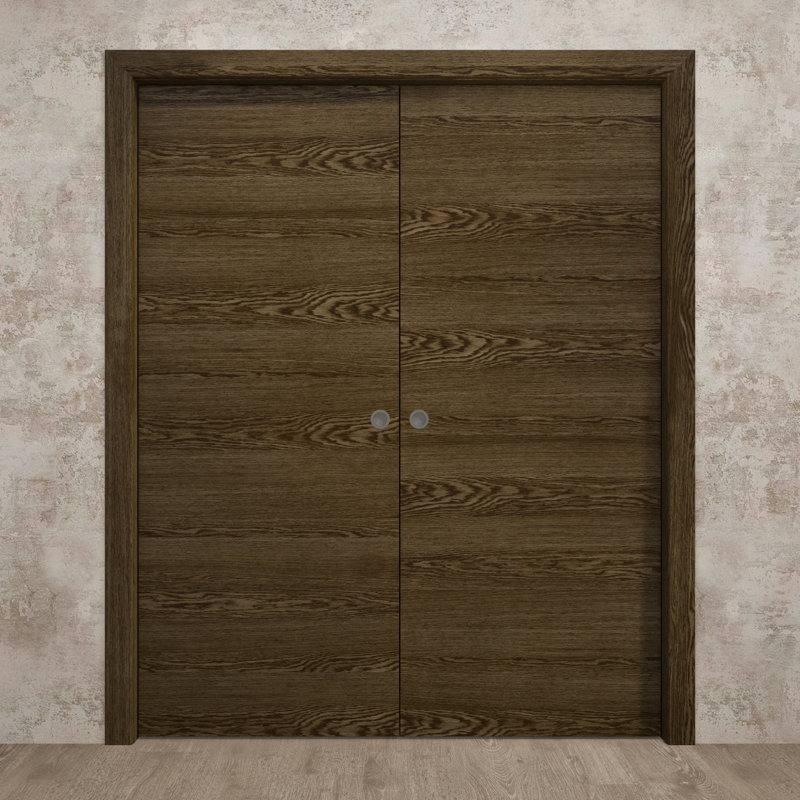 Portes coulissantes françaises à double poche | Ego 5000 | Ensemble de quincaillerie de rail | Portes intérieures modernes en bois massif pour chambre à coucher