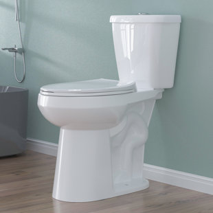 21 In. Tall Two-Piece Toilet  1.1 GPF/1.6 GPF Comfort Round Bowl Dual Flush With Soft Close Seat For Seniors & Tall Users In White