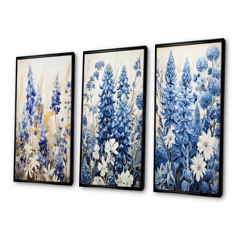 Blue Bonnets Simplicity Meadow, Cadre flottant noir, H 28 po x l 36 po