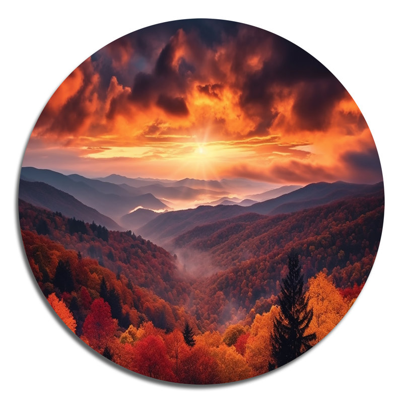 Halise - Paysages, art rond en métal, H 16 po x l 16 po