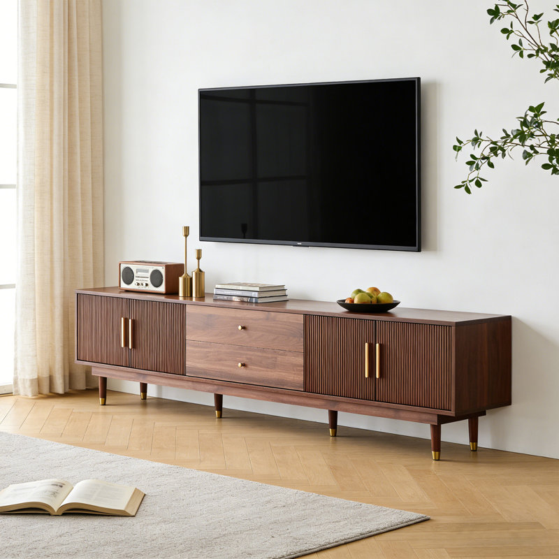 Medieval Modern Style Tv Cabinet, 78.7''entertainment Center, With Drawers And Storage Cabinets For Media Control,for Living Rooms,walnut