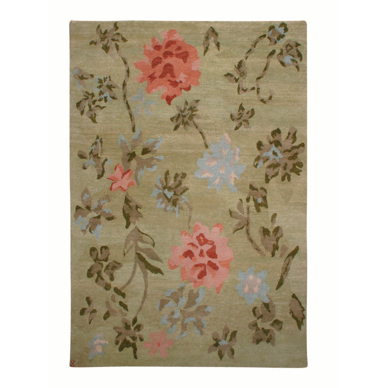 Giverny Floral Area Rug in Pink/Green/Blue, Rectangle 6' x 9'