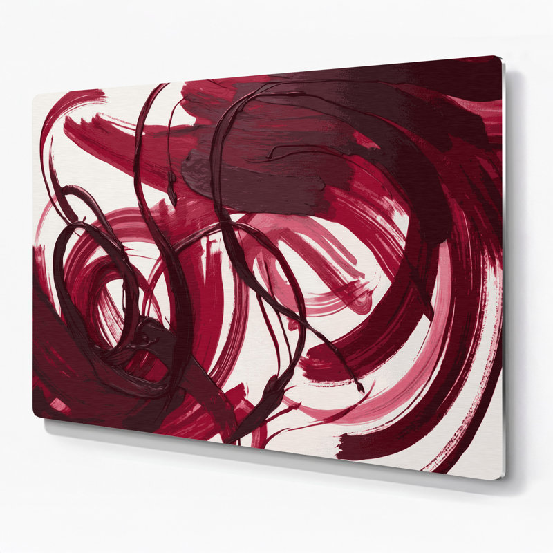 «Lyrical Abstraction 36», art mural en métal rouge, H 11 po x l 14 po
