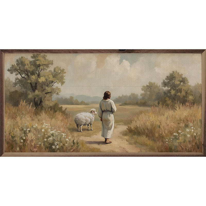 Jésus et le mouton, H 12 po x l 24 po