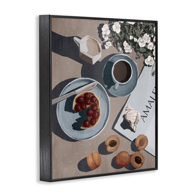 Giclée encadrée de fruits et de café du matin par Anna Lischenko, H 14 po x l 11 po, Giclée encadrée noir minuit