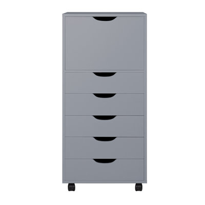 Rangement de bureau 6 tiroirs de 18,8 po de largeur Niva, classeur sur roulettes, classeur de bureau