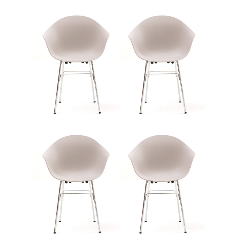 TA Armchair (Set of 4), Cool Gray/Chrome