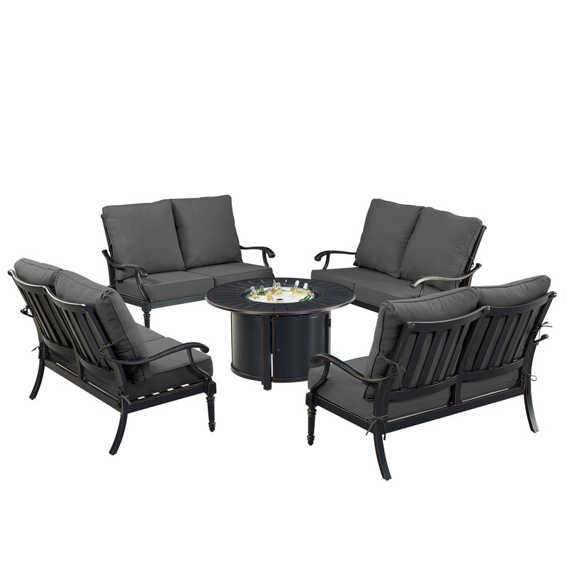 Paikea Outdoor 6 - Piece Conversation Set, Black