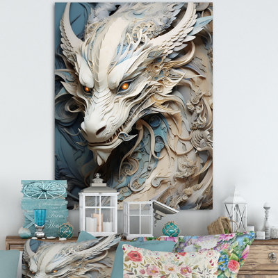 «Epic Blue and Grey Dragon Odyssey I», reproduction encadrée