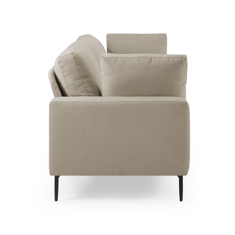 Etta 214.1Cm Velvet Square Arms Sofa, Beige Polyester Blend
