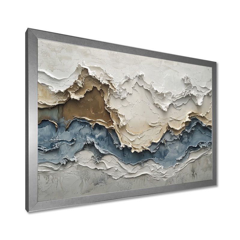 Cannock - Abstract Wall Art, Argent argent, Cadre simple, H 24 po x l 32 po