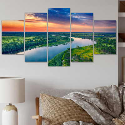 Vue aérienne de la rivière Alabama II - Paysages, art mural, salon - 5 panneaux