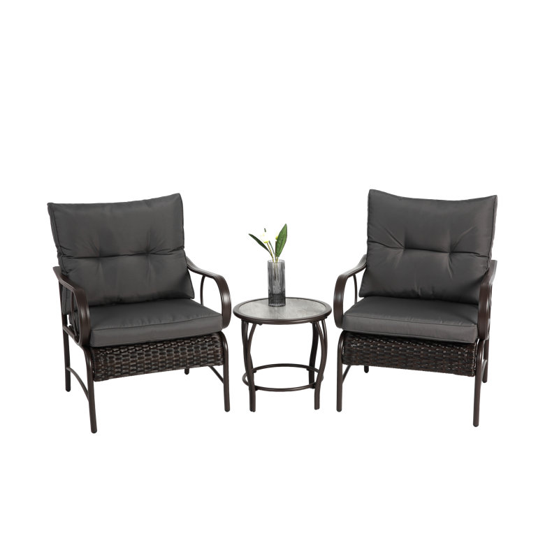 Ensemble 3 pièces en osier avec 2 fauteuils, Blanc
