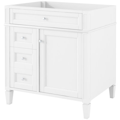 30'' Modern Bathroom Vanity, 3 Drawers With Tip - Out Drawer, Cabinet Door Organizer, Adjustable Shelf, Smooth Metal Drawer Slides, Textured Handle, And , White Storage Cabinet, Function, Easy