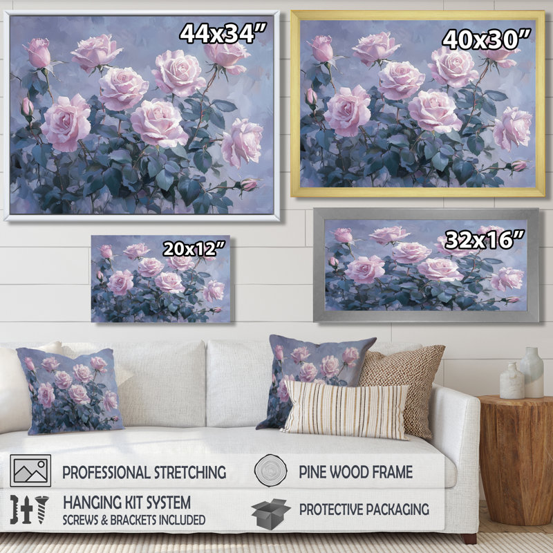 Ikram - Floral Wall Art, Single Picture Framed Print, Black, 12" H x 20" W