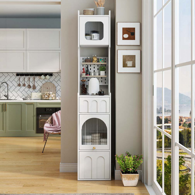 70.87"Tall Functional Storage Cabinet with Glass Doors