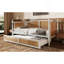 Lit de jour simple en rotin de style traditionnel avec 2 tiroirs pour un espace limité, chambre d'amis, aucun sommier nécessaire, blanc antique