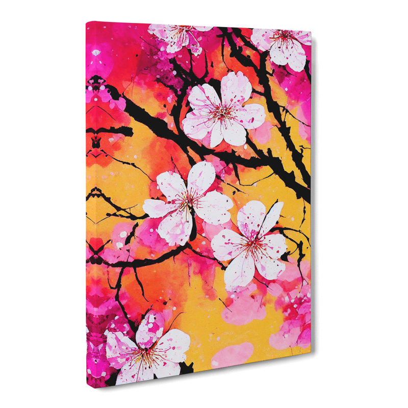 CAN-V0523-447X Cherry Blossom Tree Splatter Vol.5 - Wrapped Canvas Print, 60cm H x 40cm W x 3cm D