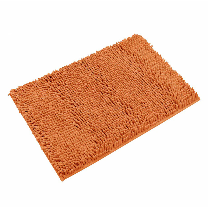 Soft Cozy Plush Chenille Bath Mat Bathroom Rug, Orange, 24" L x 16" W