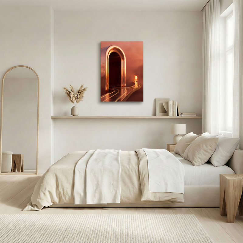 Art mural sur toile Futuristic Bronze Archway And Curved Path, 40"H x 28"W