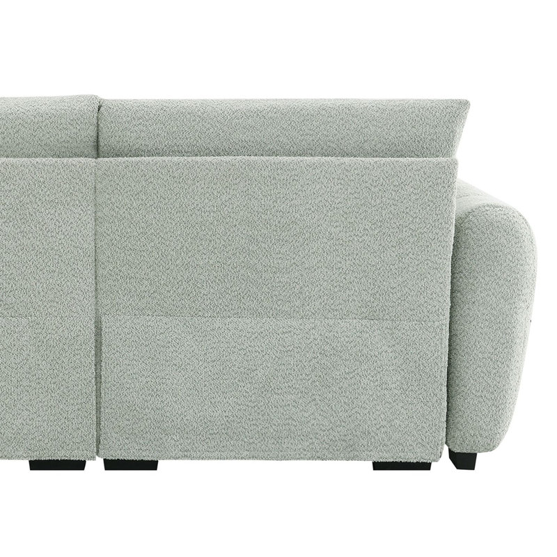 Canapé modulaire rembourré en L avec pieds en plastique Modern, Boucle vert clair