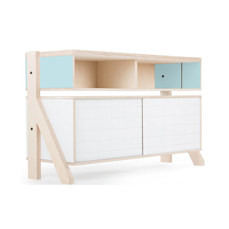 Derrall 115cm Sideboard, White/Butterfly Blue and Orange