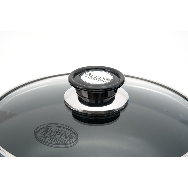 Alpine Cuisine 3-Quart Aluminum Non-Stick Dutch Oven with Glass Lid, Gray