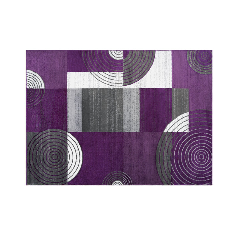 Tapis décoratif mauve géométrique alaysha, Rectangle 5 pi x 7 pi