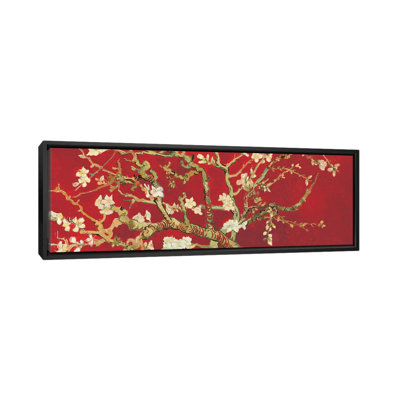" Almond Blossom On Red " by Vincent Van Gogh Oil Painting