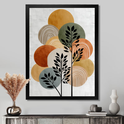 Orange Black Bohemian Minimalist Geometric Botanical - Abstract Boho Wall Art, Orange Boho Canvas Print