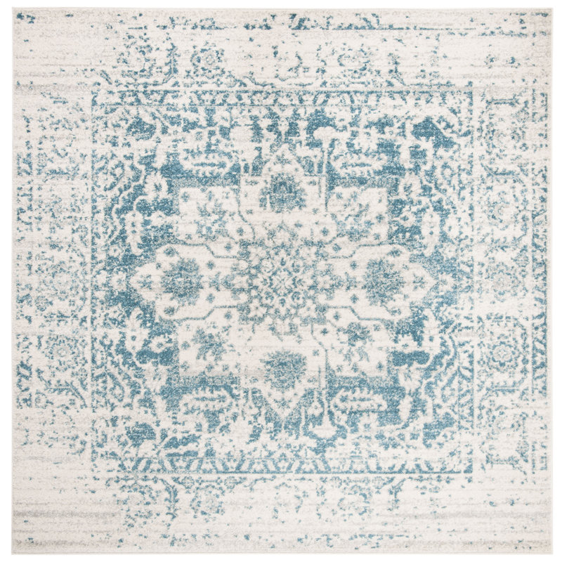 Christa Teal/Ivory Rug, Square 6'7"