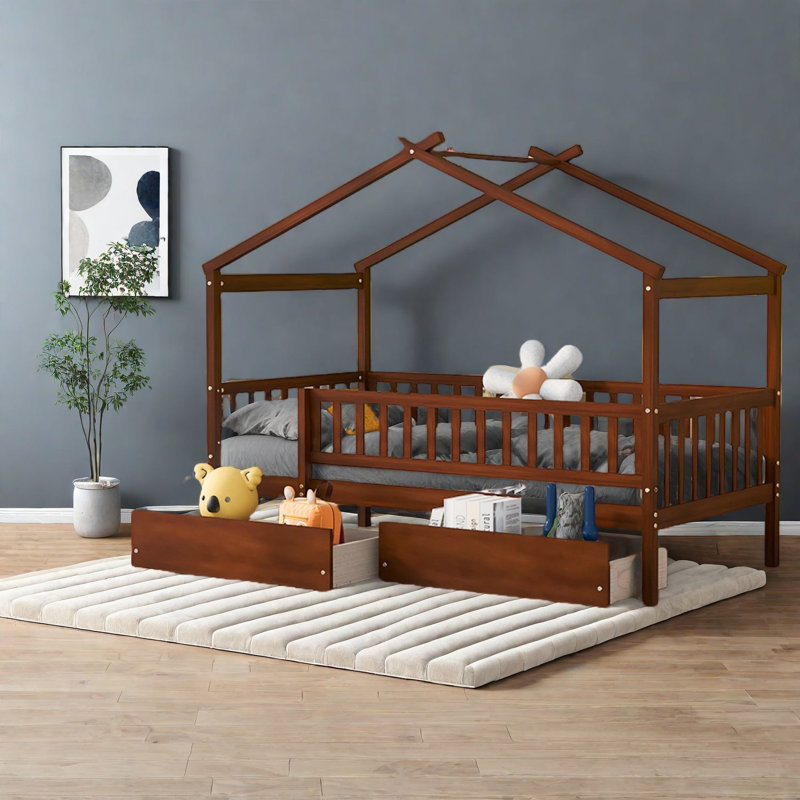 Lits en bois peu encombrants avec rangement, conception de maison simple