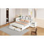 Lit plateforme blanc avec rangement complet - rangement pour la tête de lit, bureau, table de chevet, 2 tiroirs pour la chambre à coucher
