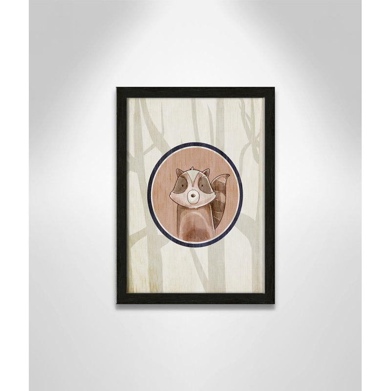 Forest Animals 1' Paper Print, Black Woodgrain Box Framed, 14" H x 10" W x 1.18" D