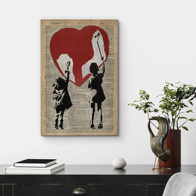Pop Urban Street " Newspaper Kids Paint Heart "