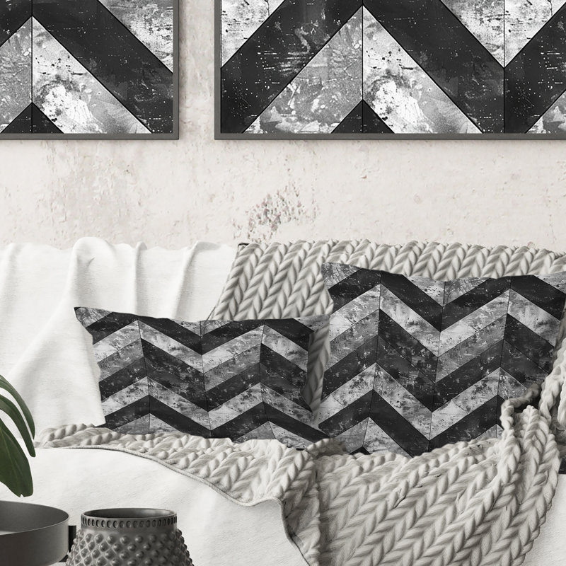 Coussin lombaire gris à chevrons moderne V